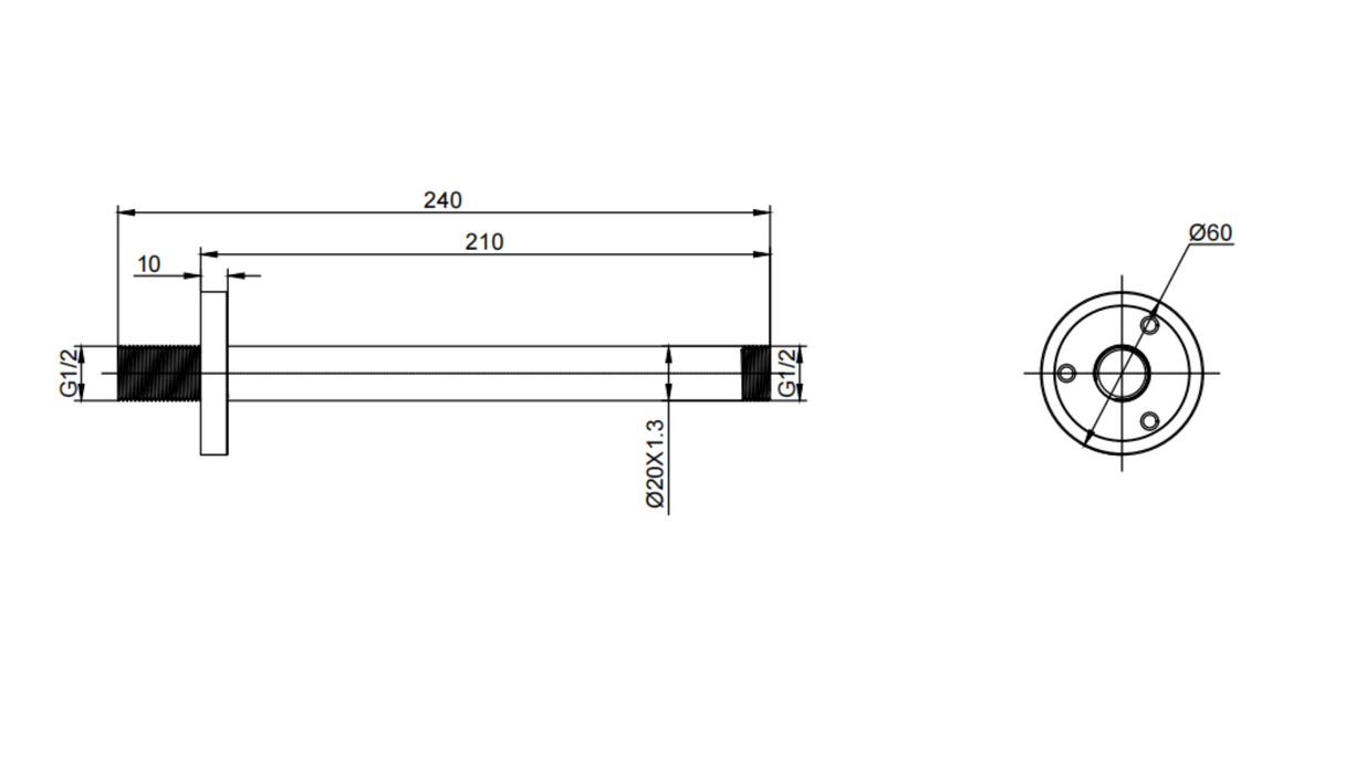 Kartell K-VIT Nero Round Shower Ceiling Arm-Matt Black (SHO151NR)