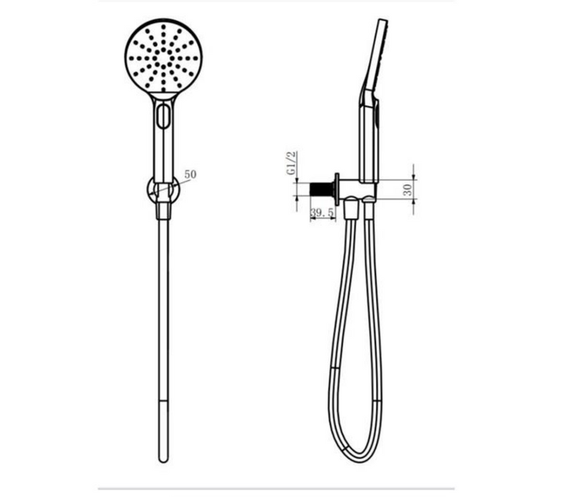 Kartell K-VIT Nero Round Outlet Elbow With Wall Bracket And Handset-Matt Black (SHO107NR)