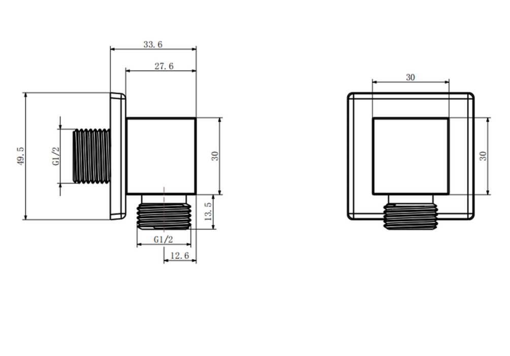Kartell K-VIT Nero Square Outlet Elbow- Matt Black (SHO089NS)