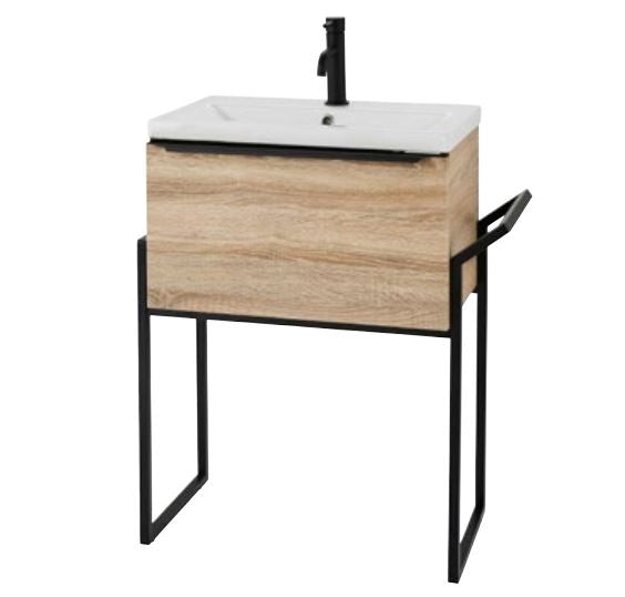 Kartell K-VIT Kore 600mm Wall Mounted Drawer Unit, Basin & Frame - Sonoma Oak (KOR600WM-O KOR600BASIN KOR-FRAME)