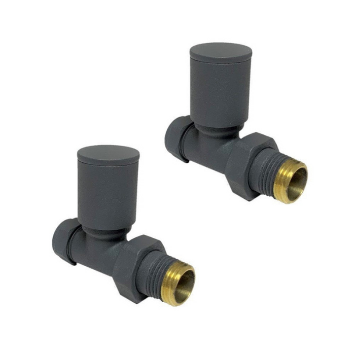 Kartell K-VIT Modern Straight or Angled Radiator Valve Twin Packs in Anthracite (ANTH-STR-ANTH-ANG)