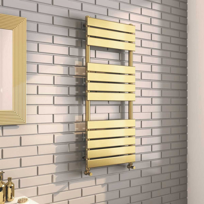 Kartell K-VIT Malibu Designer Brushed Brass Towel Rail 500mmx1200mm (MAL1200-500B)