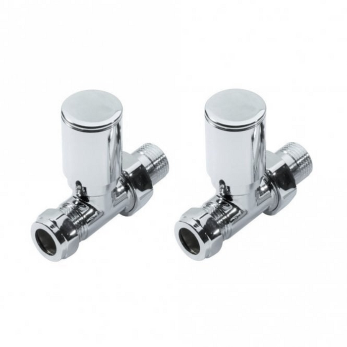 Kartell K-VIT Modern Straight or Angled Radiator Valve Twin Packs in Chrome (KART-STR)(KART-ANG))