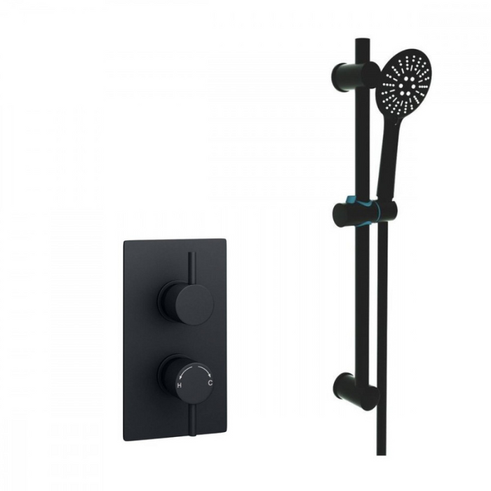 Kartell K-VIT Nero Round Option 3 Concealed Shower with Adjustable Slide Rail Kit (SHO045NR-SHO057NR-SHO088NR)