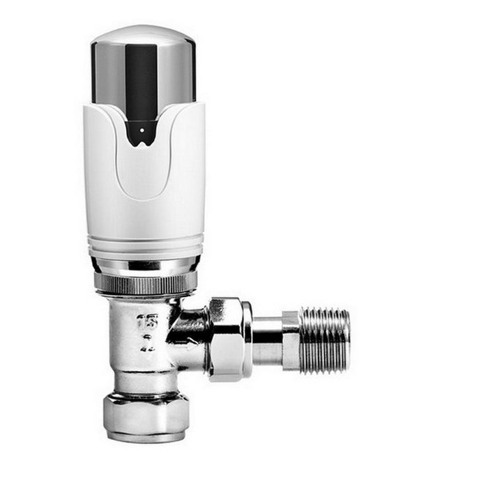 Kartell K-Therm Refined Thermostatic Valve Straight and Angled White and Chrome (TRVRS)(TRVRA)