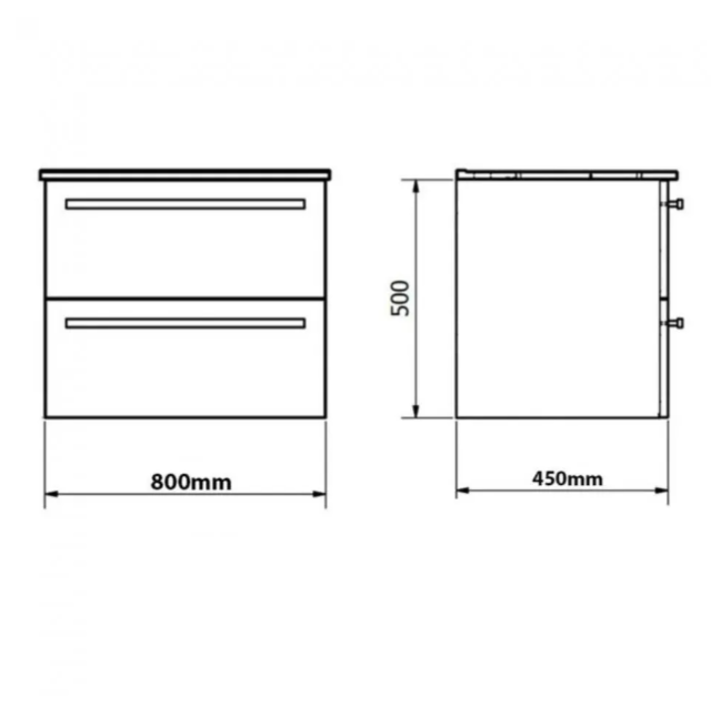 Kartell K-VIT Purity 800mm Wall Mounted 2 Drawer Unit & Ceramic Basin- Silver Oak (PSO800WM-FUR060PU)