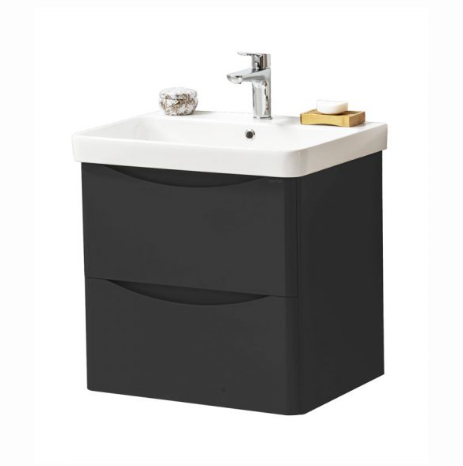 Kartell K-VIT Arc 600mm Wall Mounted 2 Drawer Unit & Ceramic Basin- Matt Graphite (ARC600WM-G FUR149ME)