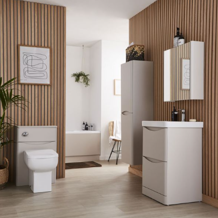 Kartell K-VIT Arc 600mm Floor Standing 2 Drawer Unit & Ceramic Basin- Cashmere (ARC600FS-C FUR149ME)
