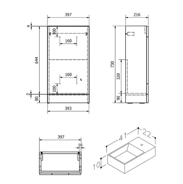 Kartell K-VIT Impakt Cube Cloakroom Unit with Basin-White Gloss (IMP410CUBE RWFCUBEBAS)