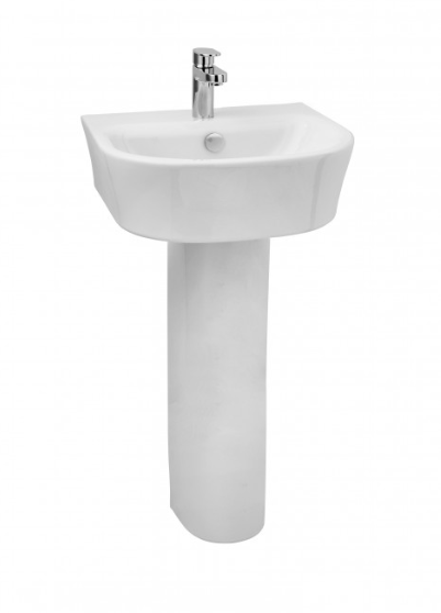 Kartell K-VIT Eklipse Round 550mm 1 Tap Hole Basin with Full Pedestal (EK003-POT987ST)