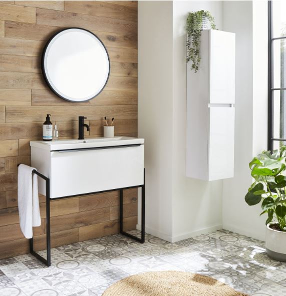 Kartell K-VIT Kore 600mm Wall Mounted Drawer Unit, Basin & Frame - White Gloss (KOR600WM-W KOR600BASIN KOR-FRAME)