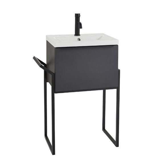 Kartell K-VIT Kore 600mm Wall Mounted Drawer Unit, Basin & Frame - Matt Dark Grey  (KOR600WM-G KOR600BASIN KOR-FRAME)