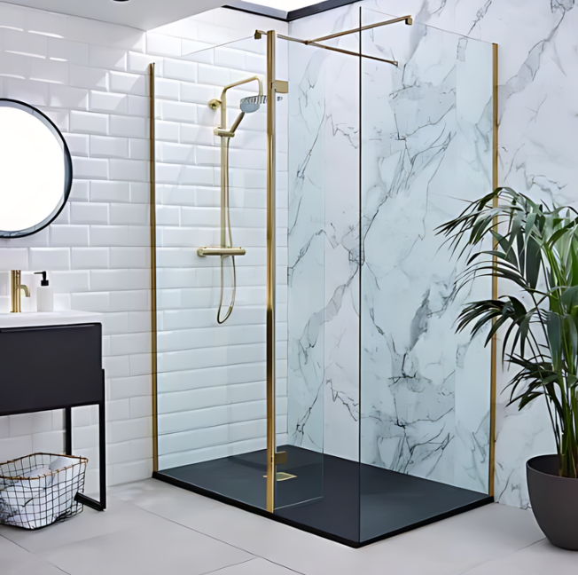 Kartell K-VIT Ottone Wet Room Screen Brushed Brass 900mm (EIGHT900W / BRASS-CONV)