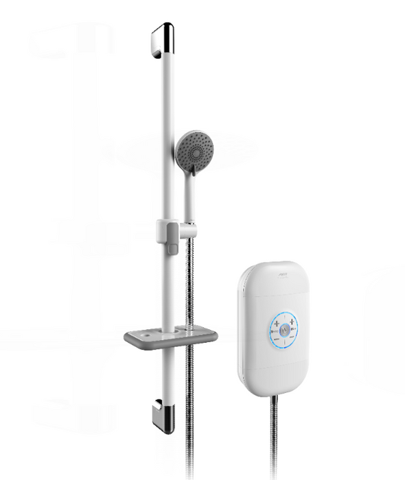 AKW SmartCare Plus White 9.5KW Shower Silver & White Kit (29011WH)