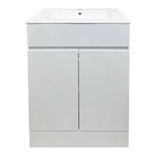 Kartell K-VIT Atlantis 600mm floor standing waterproof 2 door vanity unit and ceramic basin in white gloss