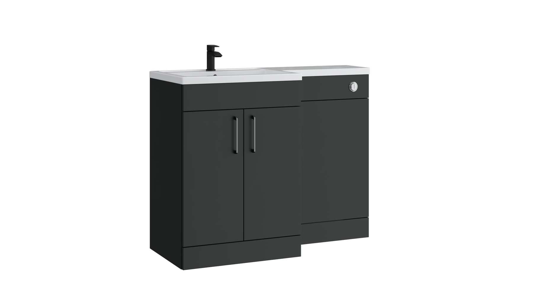 Kartell K-VIT Dove bathroom furniture range - 1100mm L-shaped furniture pack in matt anthracite