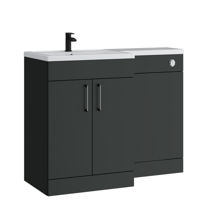 Kartell K-VIT Dove bathroom furniture range - 1100mm L-shaped furniture pack in matt anthracite