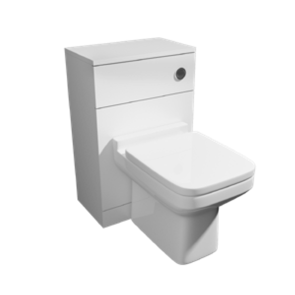Kartell K-VIT Trim 500mm WC unit set in gloss white with back to wall pan, soft close seat and concealed cistern