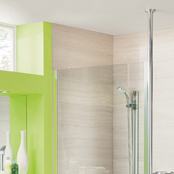 Impey Supreme glass wetroom screen with floor to ceiling pole
