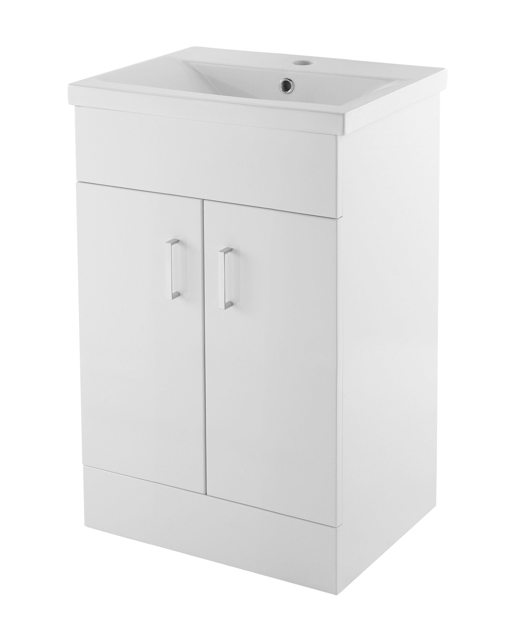 Nuie Eden floor standing vanity unit with mid-edge basin in Gloss White