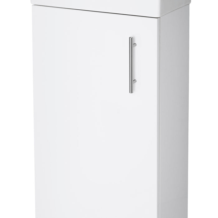 Nuie Vault 400mm floor standing 1 door compact vanity unit with basin in Gloss White