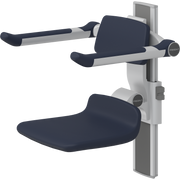Pressalit PLUS Shower Seat 310 incl. Backrest & Armrests, Manually Height Adjustable, Dark Blue (R7334108)