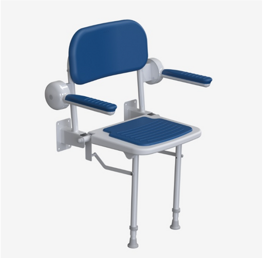 AKW 1000 Series compact fold up shower seat with blue padding