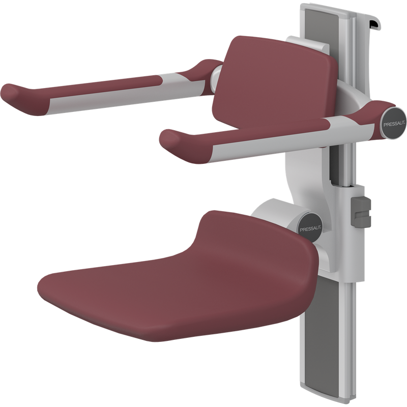 Pressalit PLUS Shower Seat 310 incl. Backrest & Armrests, Manually Height & Sideways Adjustable, Red (R7364035)