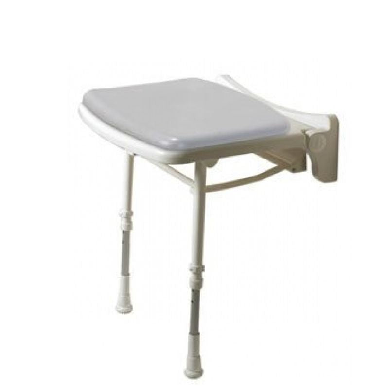 AKW 02010P Standard Wall Mounted Fold Up Shower Seat, Grey Padded