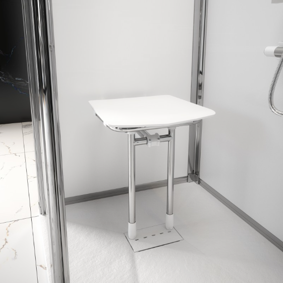 AKW Rugao compact fold-up shower seat in white