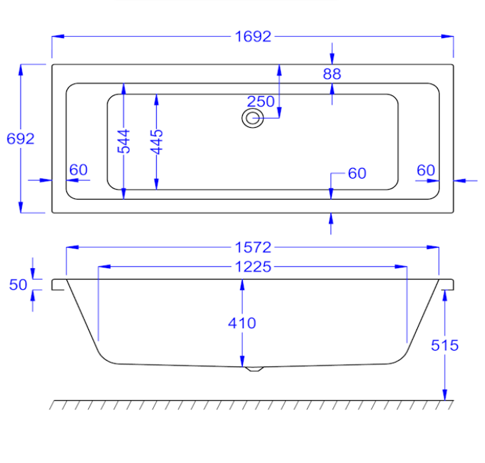 Carron Quantum Double Ended Bath 1700 x 700mm Carronite (02160)