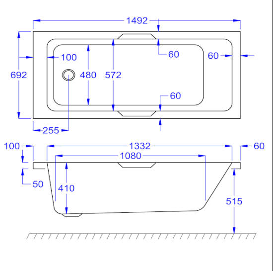 Carron Integra Single Ended Bath 1500 x 700mm Carronite (02166)
