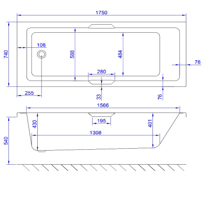 Carron Integra Single Ended Bath 1700 x 750mm 5mm Acrylic (02171)