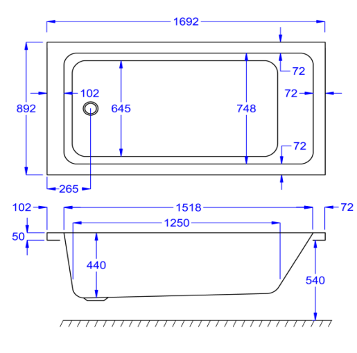 Carron Quantum Single Ended Bath 1700 x 900mm Carronite (02182)