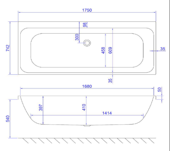 Carron Profile Double Ended Bath 1700 x 750mm Carronite (02196)