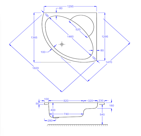 Carron Monarch Corner Bath 1300 x 1300mm Carronite (02237)