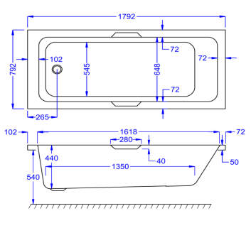 Carron Integra Single Ended Bath 1800 x 800mm Carronite (02397)
