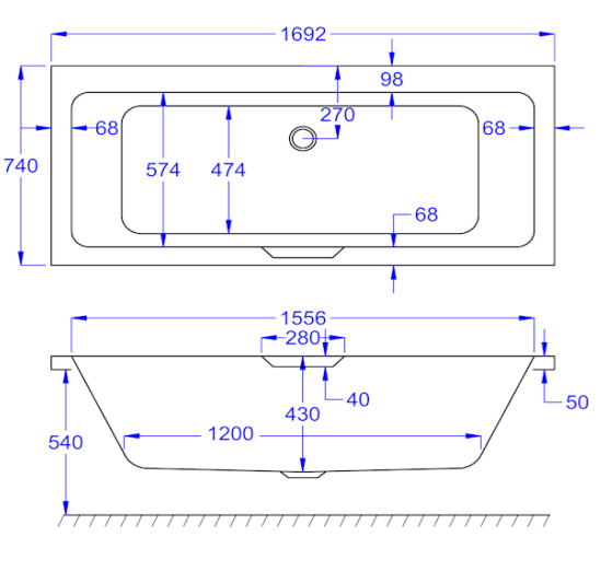Carron Integra Double Ended Bath 1700 x 750mm Carronite (02464)