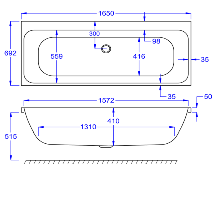 Carron Profile Double Ended Bath 1650 x 700mm Carronite (02522)