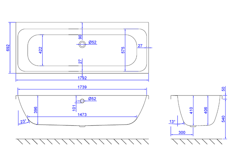 Carron Profile Double Ended Bath 1800 x 700mm 5mm Acrylic (02573)