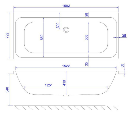 Carron Profile Double Ended Bath 1600 x 800mm 5mm Acrylic (02589)