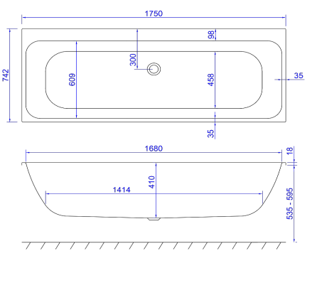 Carron Profile Double Ended Bath 1750 x 750mm Carronite (02594)