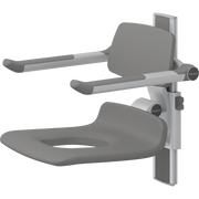 Pressalit PLUS Shower Seat 450 with Aperture incl. Backrest & Armrests, Manually Height Adjustable, Anthracite (R7435112)