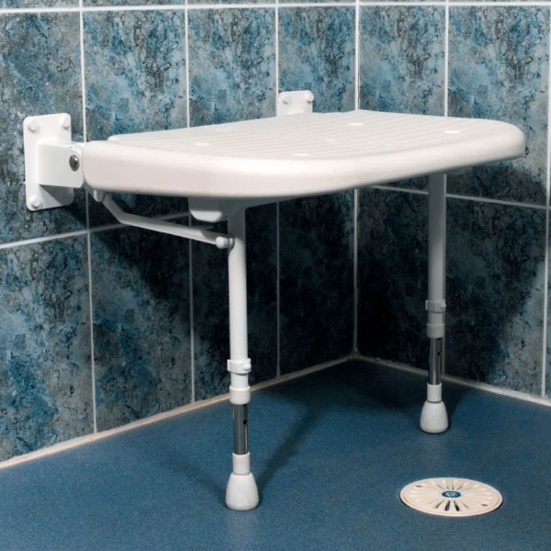 AKW 04110 Extra Wide Wall Mounted Unpadded Fold Up Shower Seat