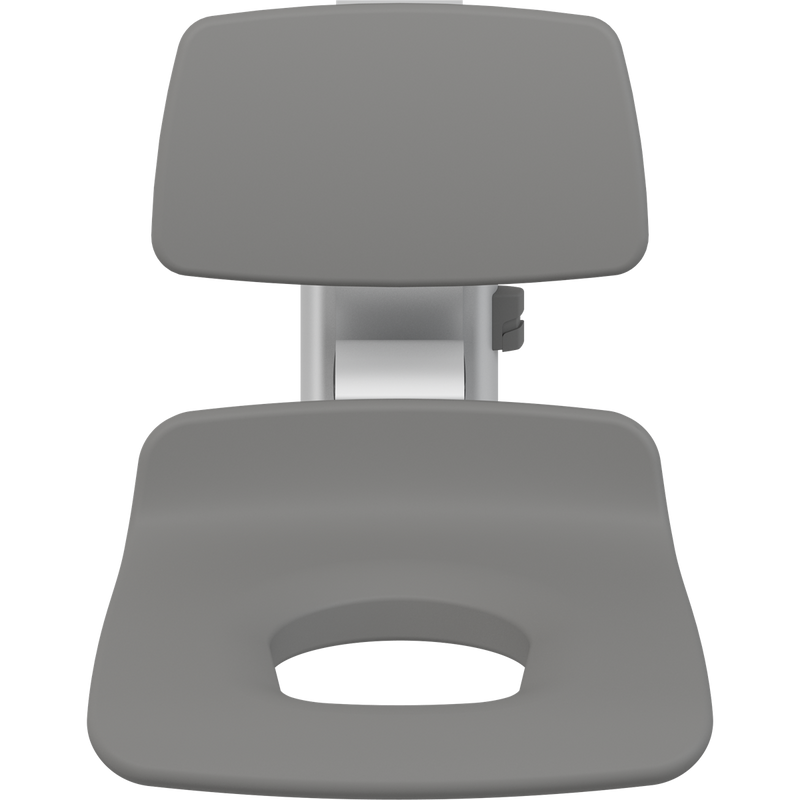 Pressalit PLUS Replacement Shower Seat 450 with Aperture incl. Backrest, Manually Height Adjustable, Anthracite (R7125112)