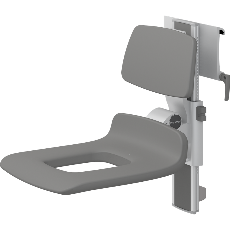 Pressalit PLUS Shower Seat 450 with Aperture incl. Backrest, Manually Height & Sideways Adjustable, Anthracite (R7455112)