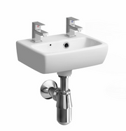 Twyford E14802WH hand rinse basin 360x280mm two tap hole (04WB02) in white vitreous china