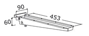 Pressalit INDIVO reinforcement bracket for worktop, dimensioned drawing (mm)