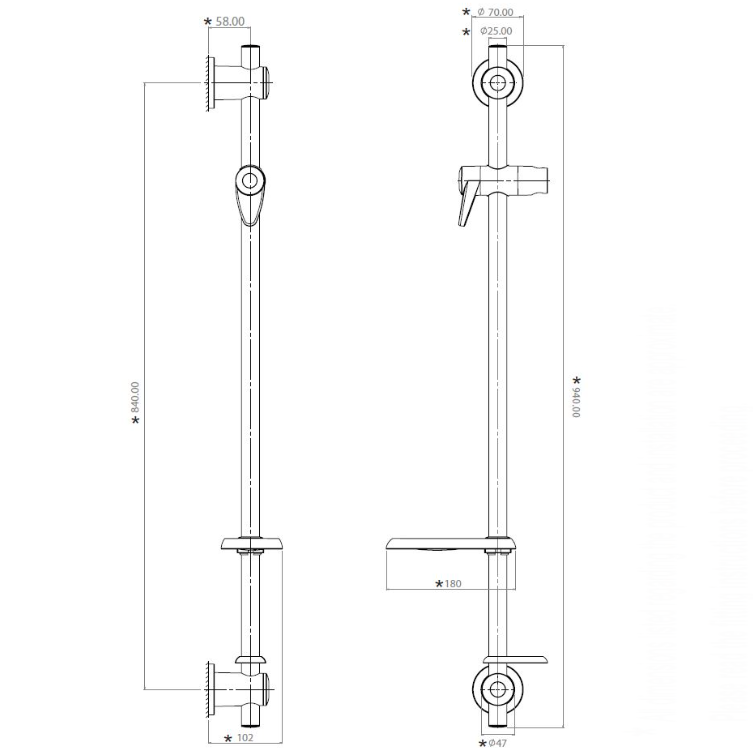 Triton Elina TMV3 Bar Mixer Shower with Grab Riser Kit (06MS16)