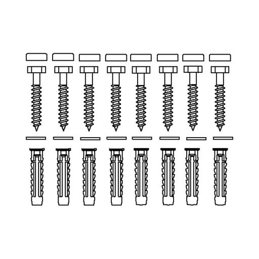 Pressalit Mounting Kit — 8 × Coach Screws Ø10 × 70 with SX12 Plugs & grey screw covers, for Brick (V8613)